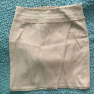 Ann Taylor beige frayed mini skirt